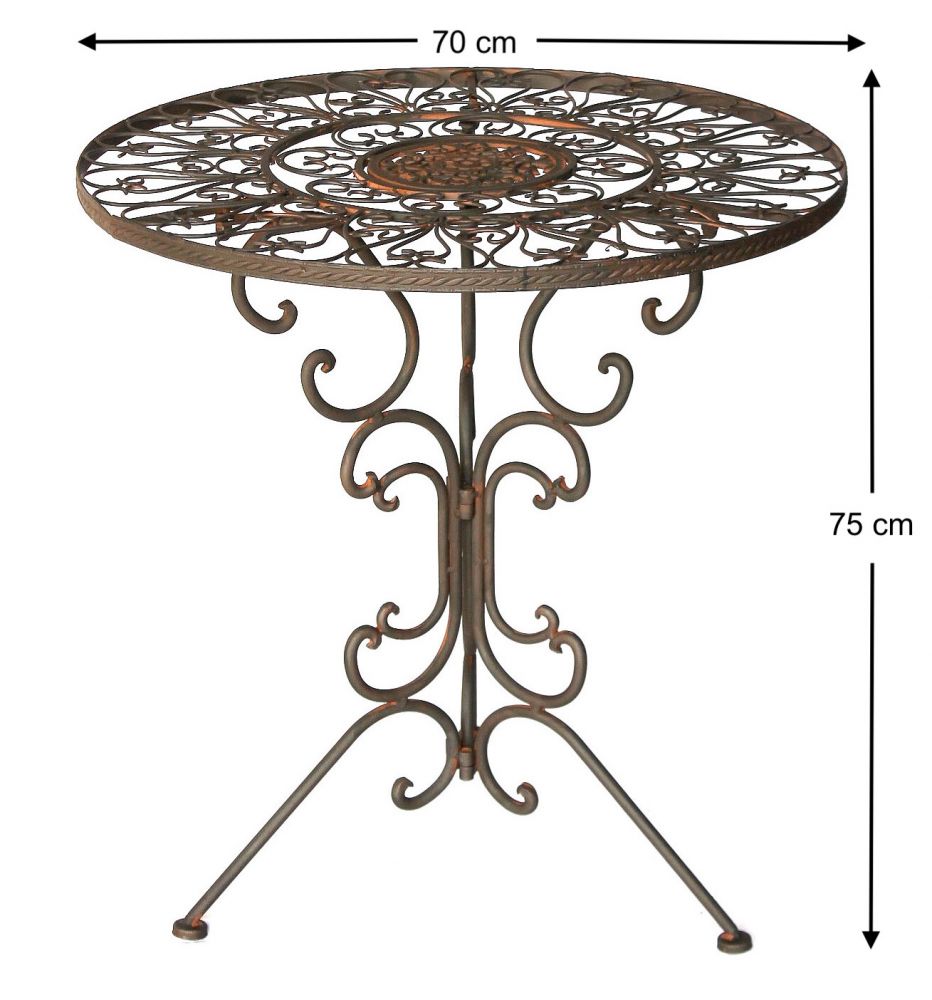 DanDiBo Sitzgruppe Eisen Garten Antik Bistroset Tecla Bistrotisch mit 2 Stühlen klappbar Metall Gartentisch