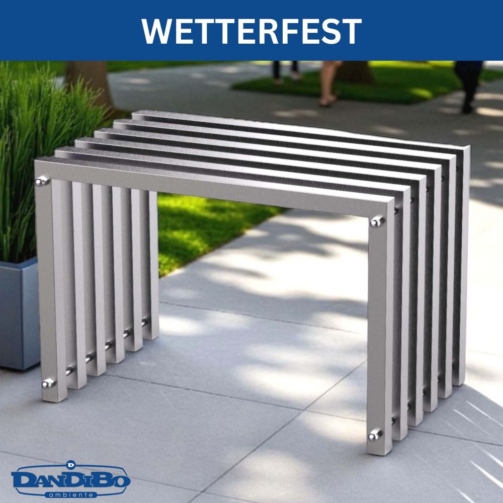 DanDiBo Sitzhocker Edelstahl Modern Wetterfest Metall Massiv 96643 Sitzbank 60 cm Outdoor Garten Hocker Lamellenbank Lamellenhocker