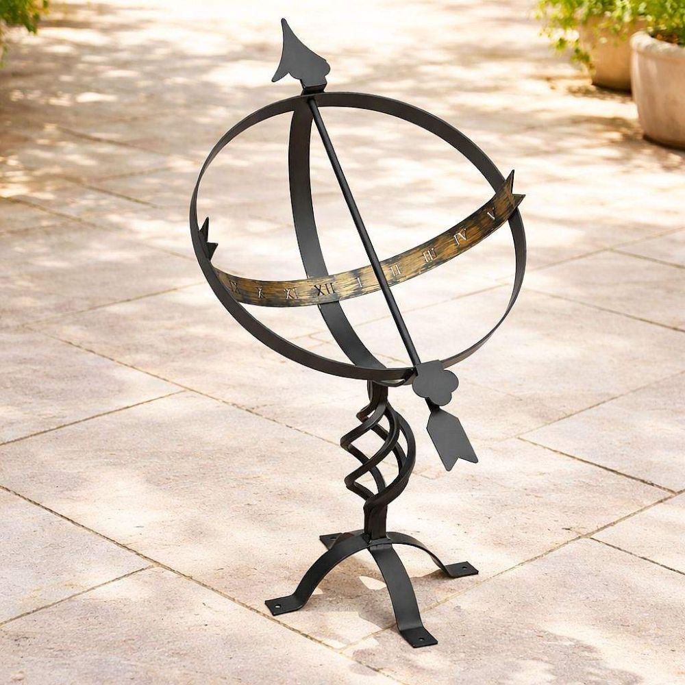 DanDiBo Sonnenuhr Garten Groß Gartenuhr Wetterfest Outdoor Metall Schwarz Schmiedeeisen Deko Wetterfest 70 cm Uhr Deko