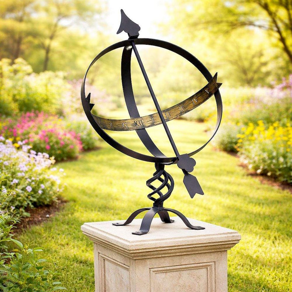 DanDiBo Sonnenuhr Garten Groß Gartenuhr Wetterfest Outdoor Metall Schwarz Schmiedeeisen Deko Wetterfest 70 cm Uhr Deko