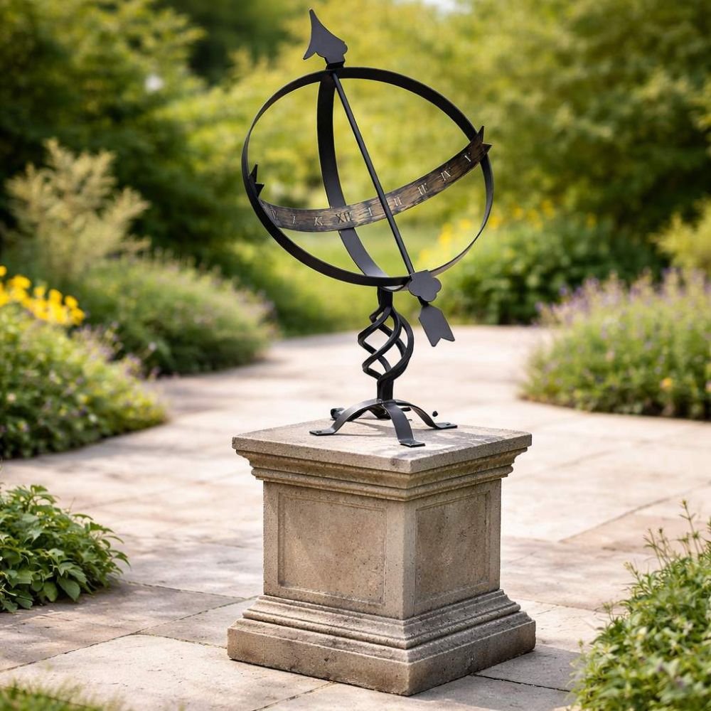 DanDiBo Sonnenuhr Garten Groß Gartenuhr Wetterfest Outdoor Metall Schwarz Schmiedeeisen Deko Wetterfest 70 cm Uhr Deko