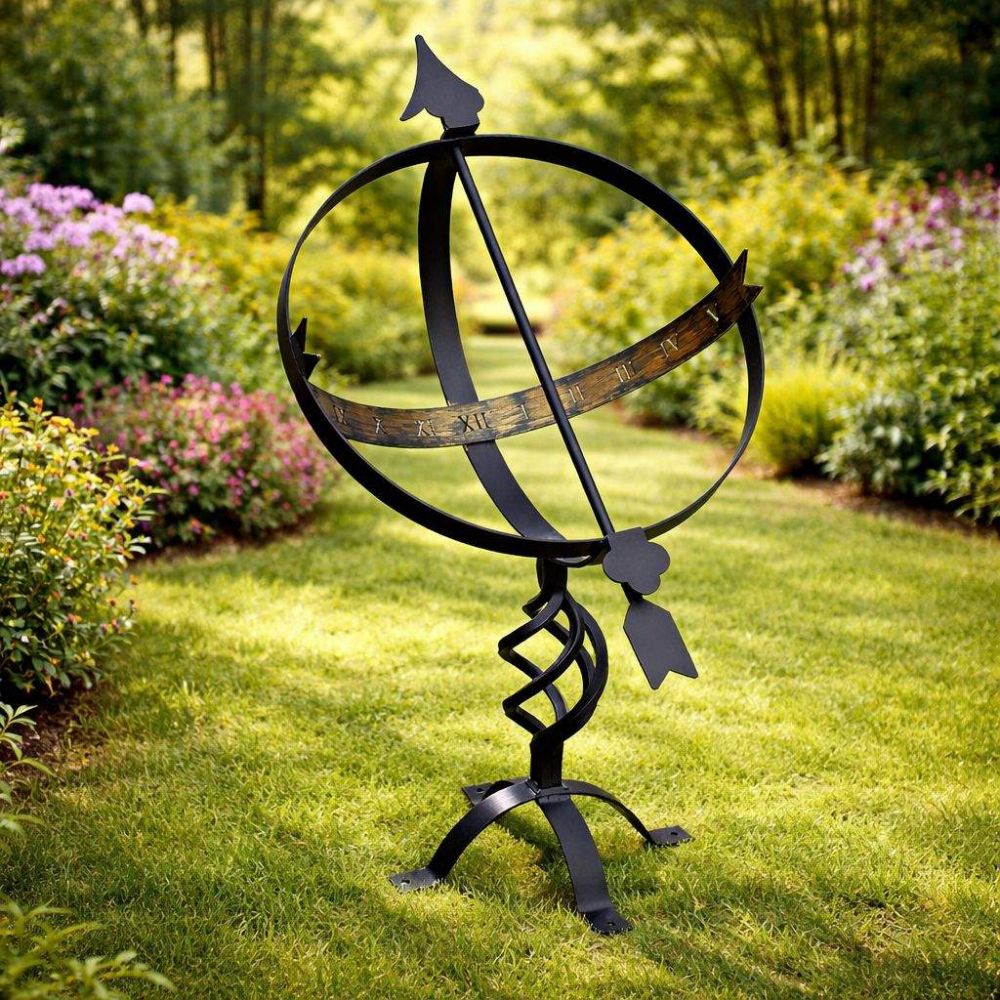 DanDiBo Sonnenuhr Garten Groß Gartenuhr Wetterfest Outdoor Metall Schwarz Schmiedeeisen Deko Wetterfest 70 cm Uhr Deko