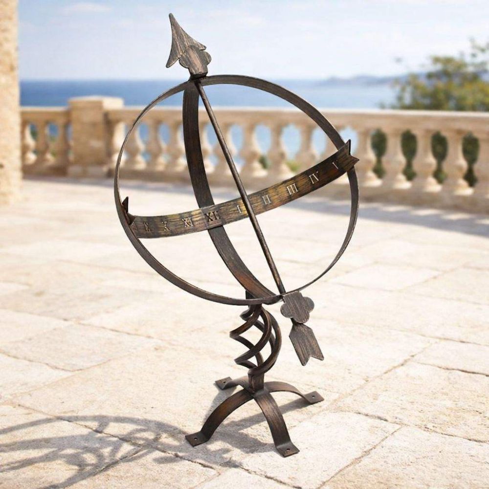 DanDiBo Sonnenuhr Garten Groß Gartenuhr Wetterfest Patina Outdoor Metall Schmiedeeisen Deko Wetterfest 70 cm Uhr Deko