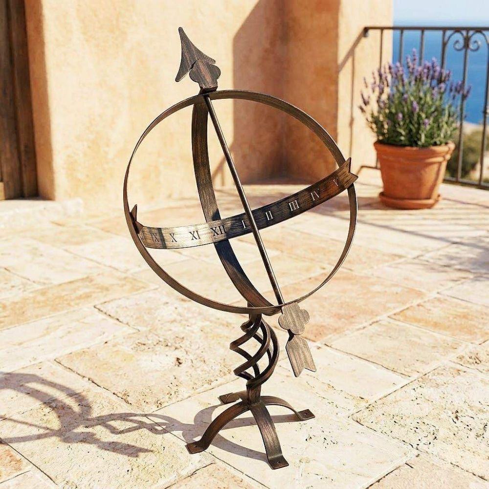 DanDiBo Sonnenuhr Garten Groß Gartenuhr Wetterfest Patina Outdoor Metall Schmiedeeisen Deko Wetterfest 70 cm Uhr Deko