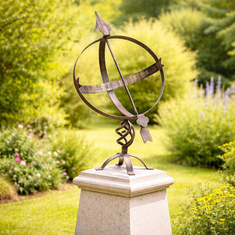 DanDiBo Sonnenuhr Garten Groß Gartenuhr Wetterfest Patina Outdoor Metall Schmiedeeisen Deko Wetterfest 70 cm Uhr Deko