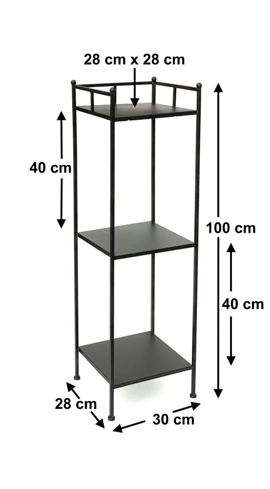 DanDiBo Standregal Schwarz Metall mit 3 Ebenen 100 cm Küche Regal Stehend Küchenregal Schmal 96123 Metallregal Regal Eisen