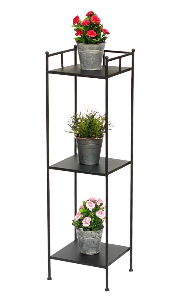 DanDiBo Standregal Schwarz Metall mit 3 Ebenen 100 cm Küche Regal Stehend Küchenregal Schmal 96123 Metallregal Regal Eisen