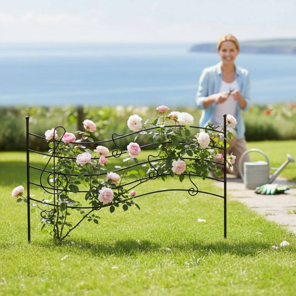 DanDiBo Garden Fence 50 cm Height 80 cm Width Metal Pond Fence Fence Panels Mobile Fence Melody Black Trellis Plant Support