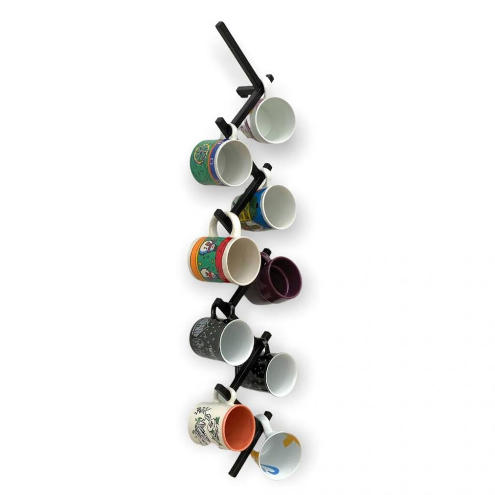 DanDiBo Wall Mug Holder Mug Rack Cup Stand 10 Hooks Black Metal 96280 Mug Organizer Storage Coffee Cup Rack Dish Towel Holder Kitchen
