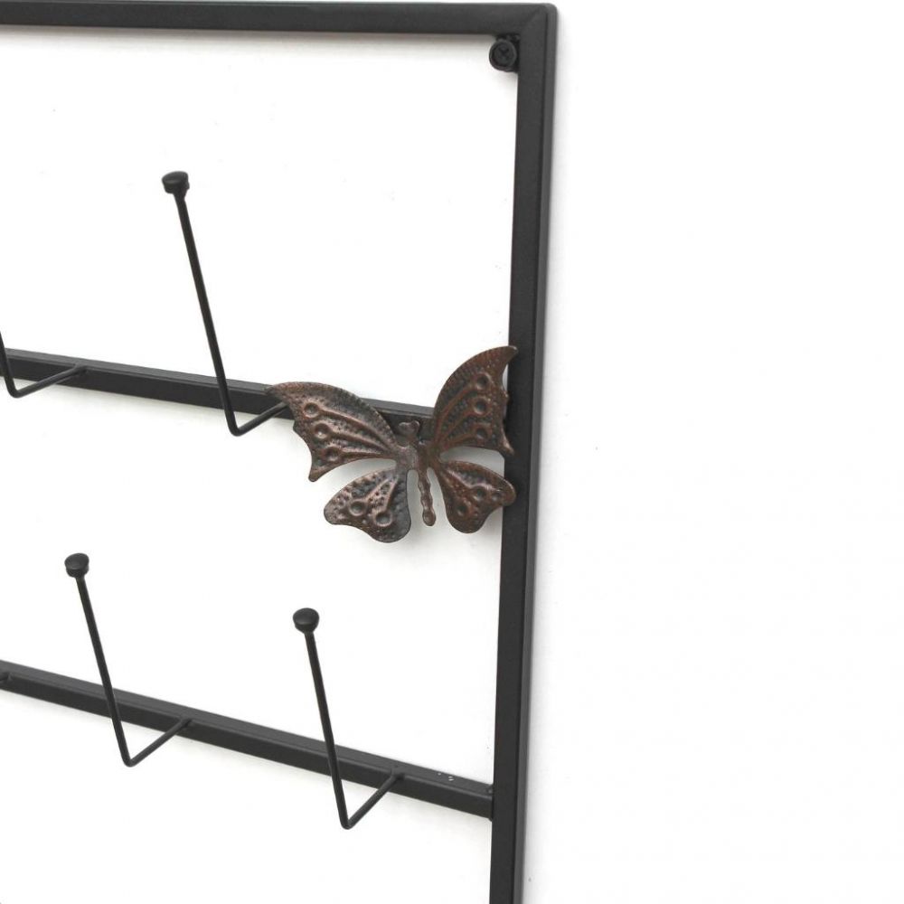 DanDiBo Wall Mug Holder Mug Rack Cup Stand 14 Hooks Black Metal 93850 Mug Shelf Organizer Storage Coffee Cup Rack