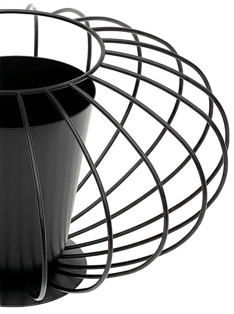 DanDiBo Tischdeko Wohnzimmer Pflanzgefäß Metall Schwarz Matt Rund Ø 36 cm Blumenständer KW442 Blumenschale Modern Pflanzenständer Pflanzenvase Vintage