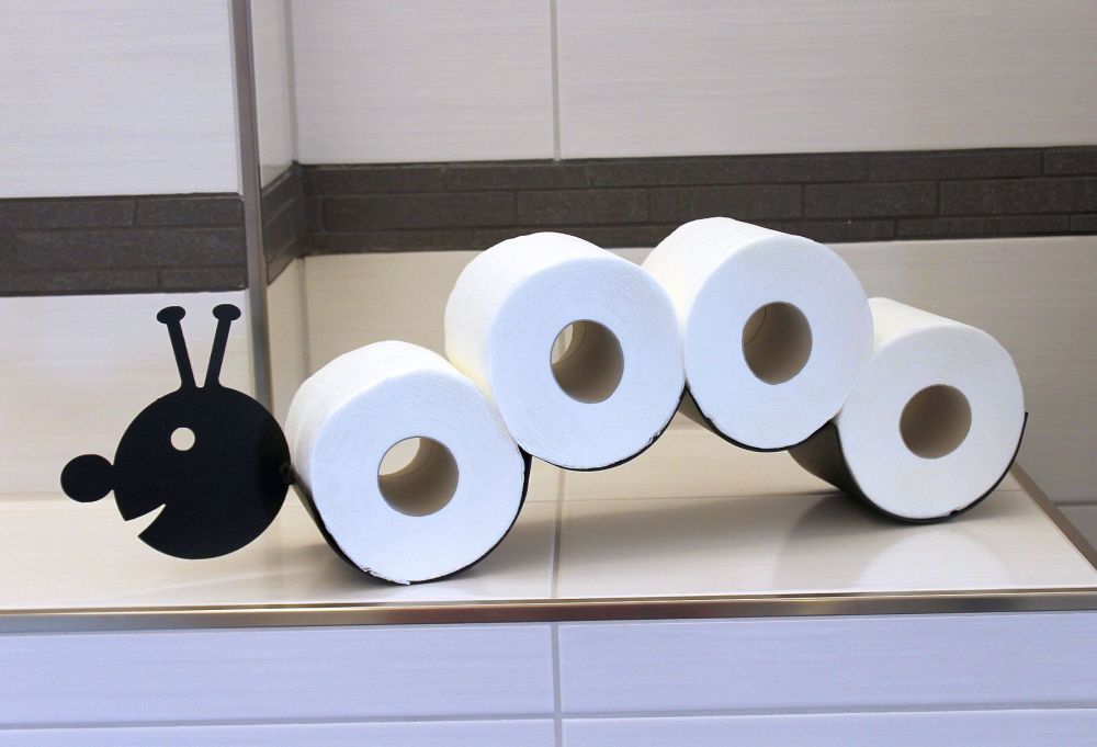 DanDiBo Toilettenpapierhalter Raupe WC Ersatzrollenhalter Wandmontage Schwarz Metall Papierhalter Rollenhalter