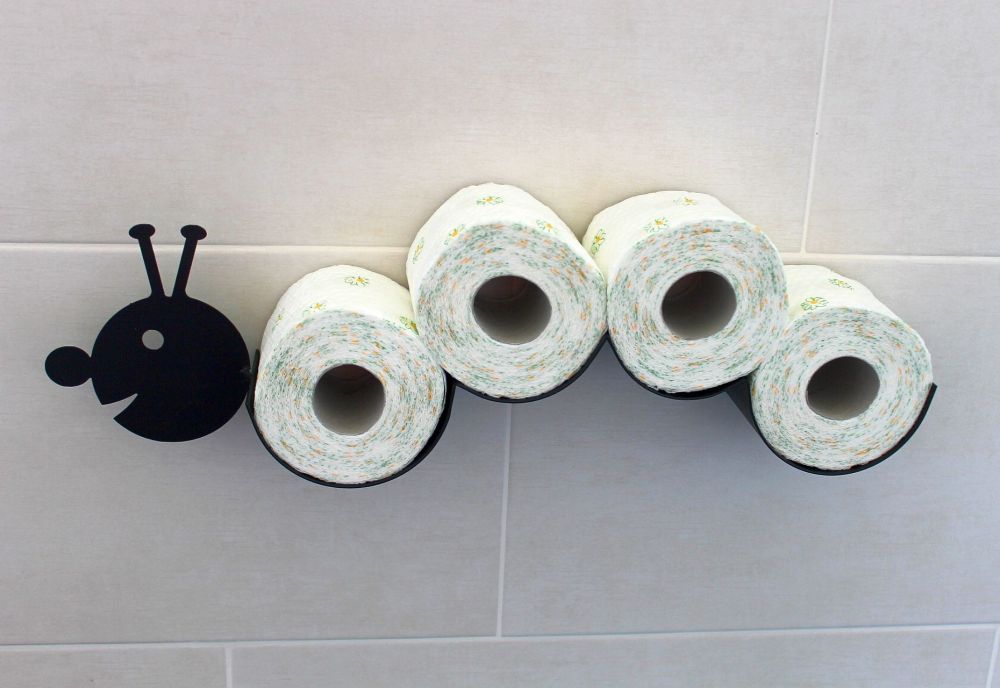 DanDiBo Toilettenpapierhalter Raupe WC Ersatzrollenhalter Wandmontage Schwarz Metall Papierhalter Rollenhalter
