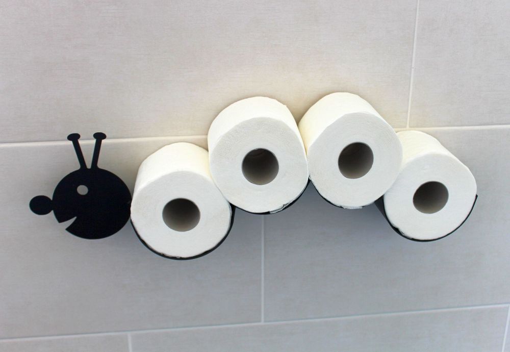 DanDiBo Toilettenpapierhalter Raupe WC Ersatzrollenhalter Wandmontage Schwarz Metall Papierhalter Rollenhalter
