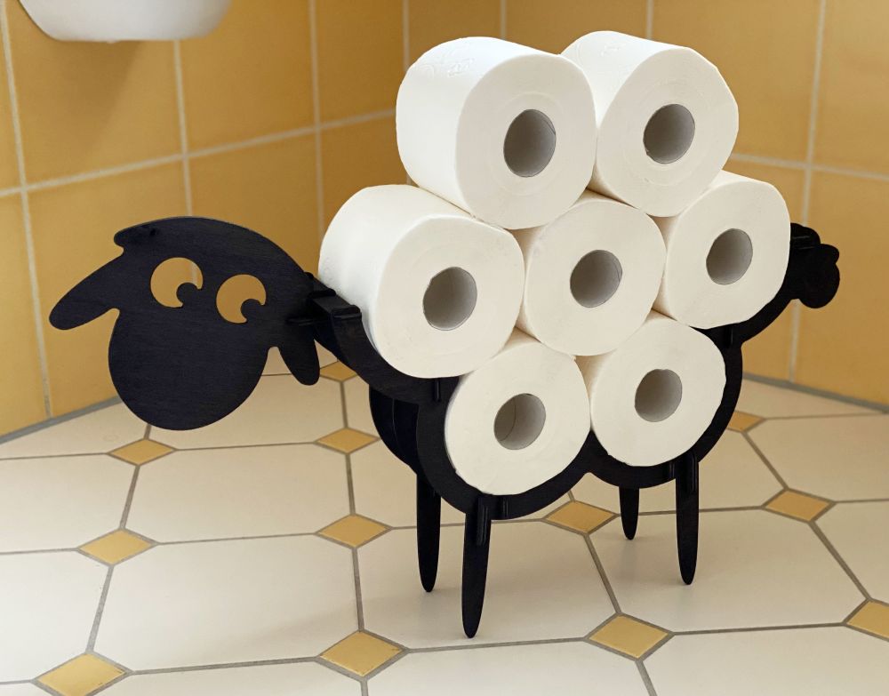 DanDiBo Toilet roll holder Black Wood Sheep Toilet roll holder Toilet roll holder Free-standing Toilet paper holder Toilet roll holder