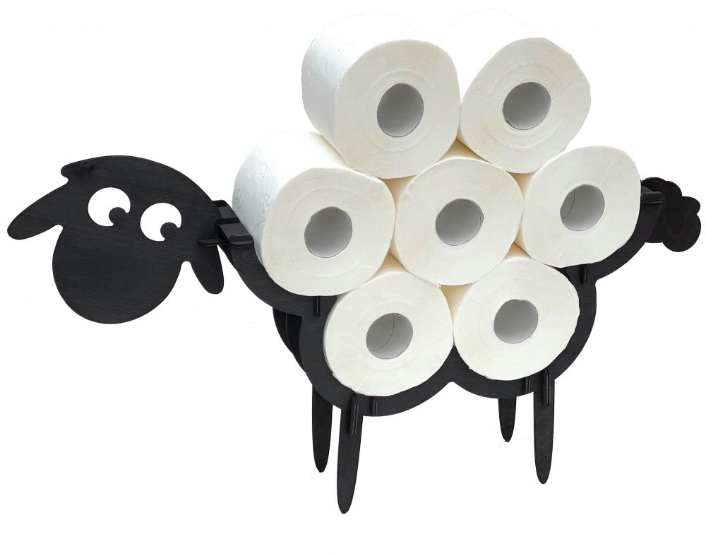DanDiBo Toilet roll holder Black Wood Sheep Toilet roll holder Toilet roll holder Free-standing Toilet paper holder Toilet roll holder