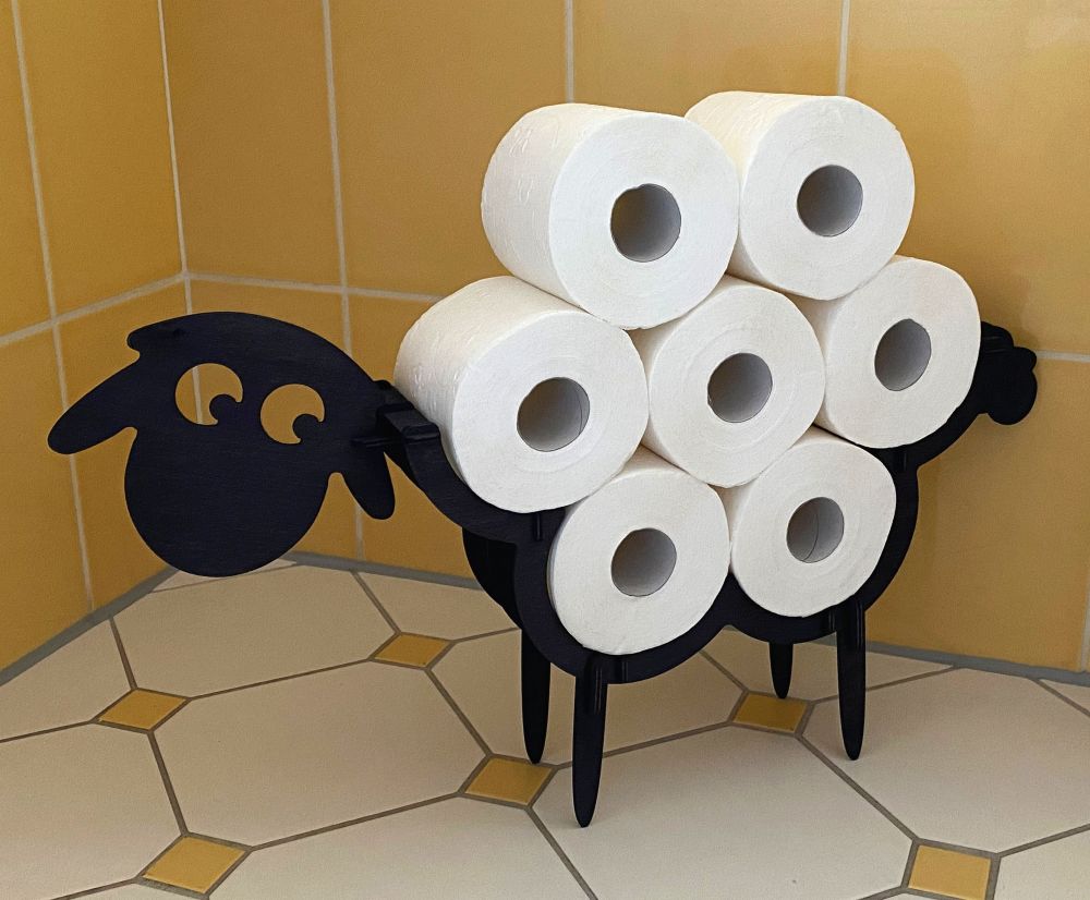 DanDiBo Toilet roll holder Black Wood Sheep Toilet roll holder Toilet roll holder Free-standing Toilet paper holder Toilet roll holder