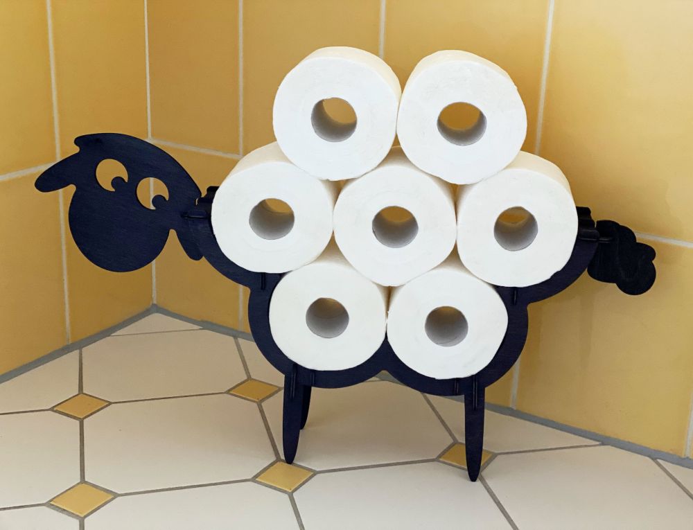 DanDiBo Toilet roll holder Black Wood Sheep Toilet roll holder Toilet roll holder Free-standing Toilet paper holder Toilet roll holder