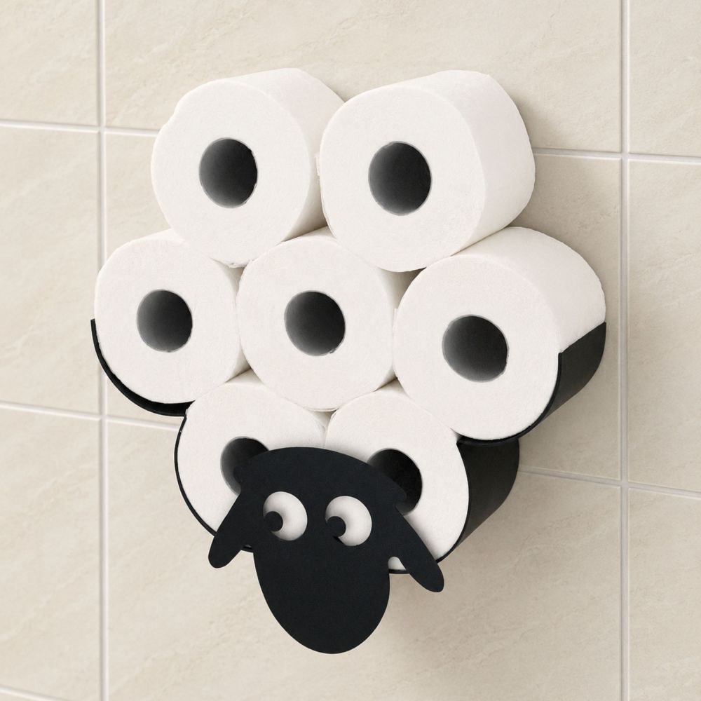 DanDiBo Toilet Paper Holder Black Metal Sheep Toilet Roll Holder Freestanding or Wall-Mounted Spare Roll Holder Paper Holder Roll Storage Toilet Paper Storage