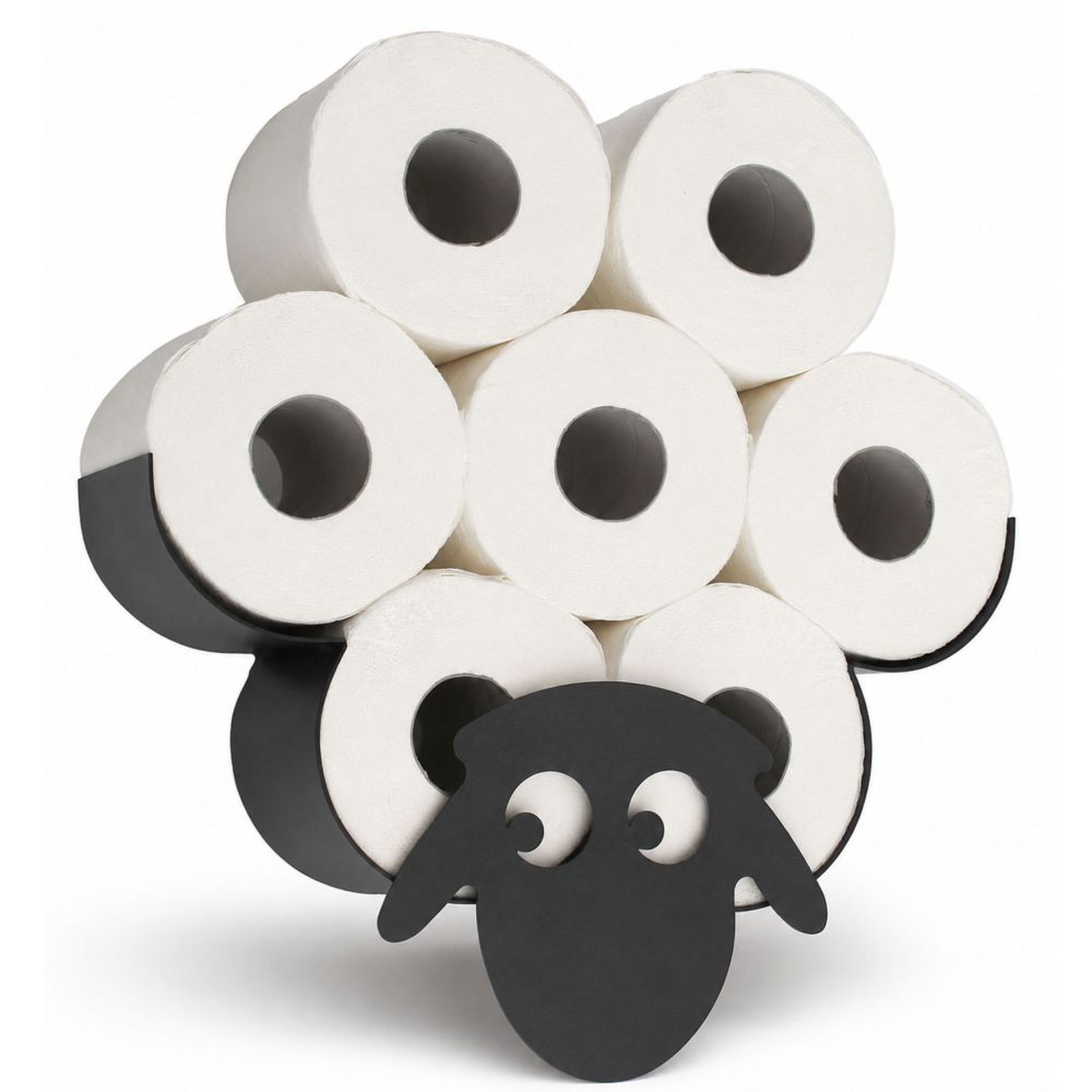 DanDiBo Toilet Paper Holder Black Metal Sheep Toilet Roll Holder Freestanding or Wall-Mounted Spare Roll Holder Paper Holder Roll Storage Toilet Paper Storage