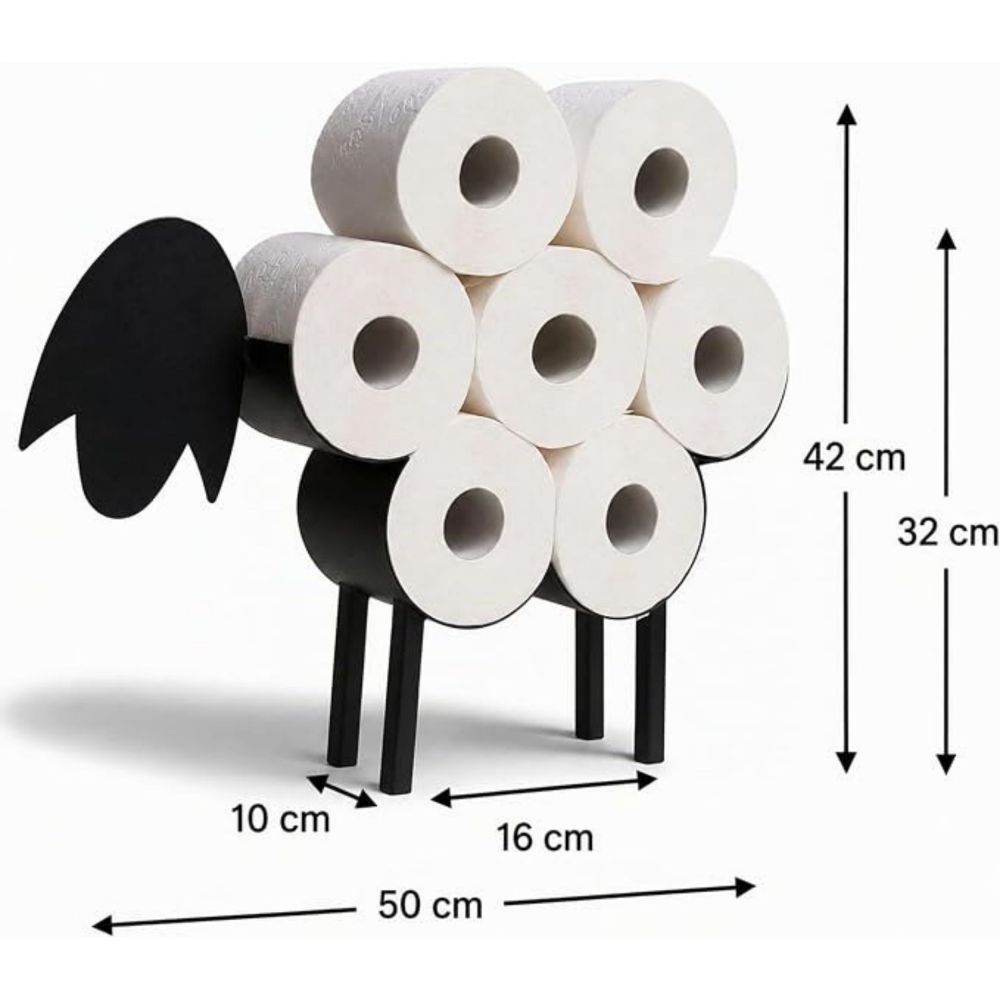 DanDiBo Toilettenpapierhalter Stehend Schwarz Metall 93848 Schaf Klopapierhalter WC Rollenhalter Freistehend Klorollenhalter Toilettenpapier Aufbewahrung