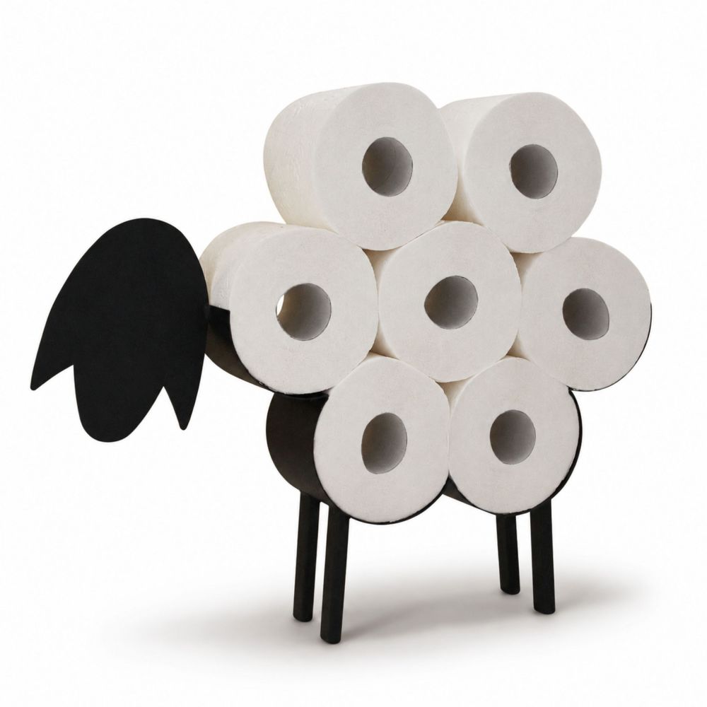 DanDiBo Freestanding Toilet Paper Holder Black Metal 93848 Sheep Toilet Roll Holder WC Roll Stand Freestanding Toilet Paper Storage