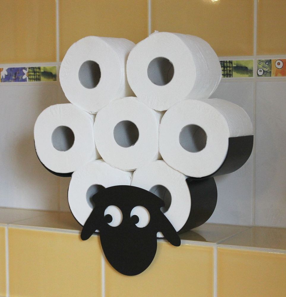 DanDiBo Toilettenpapierhalter Wandmontage Schwarz Metall Schaf WC Ersatzrollenhalter Papierhalter Rollenhalter
