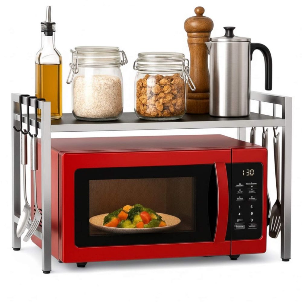 DanDiBo Verstellbares Küchenregal Edelstahl für Arbeitsplatte Stehend 2 Stufig 40-64 cm Regal Küche 96685 Standregal