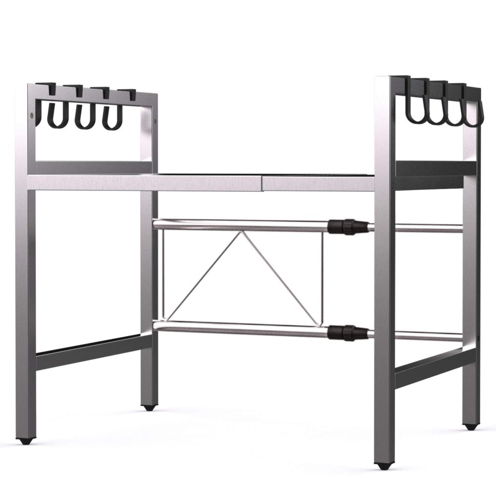 DanDiBo Verstellbares Küchenregal Edelstahl für Arbeitsplatte Stehend 2 Stufig 40-64 cm Regal Küche 96685 Standregal