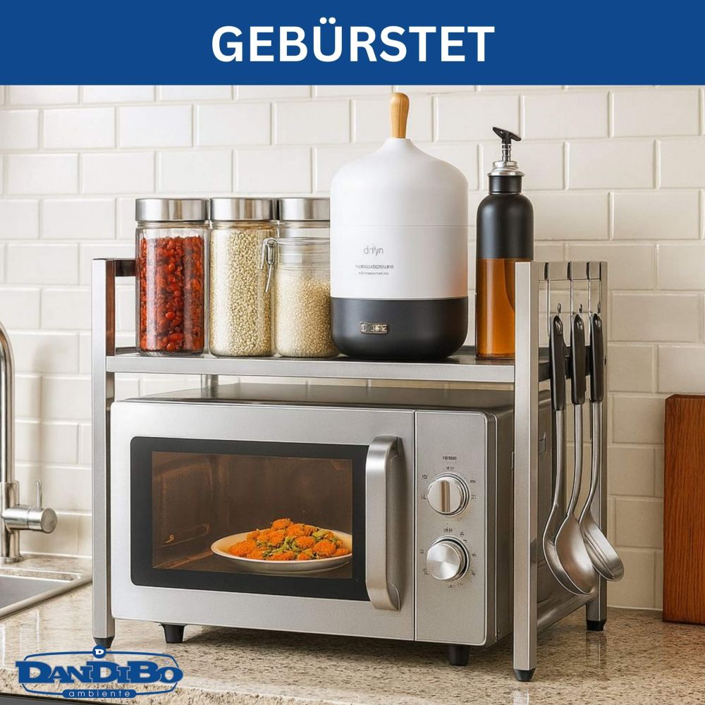 DanDiBo Verstellbares Küchenregal Edelstahl für Arbeitsplatte Stehend 2 Stufig 40-64 cm Regal Küche 96685 Standregal