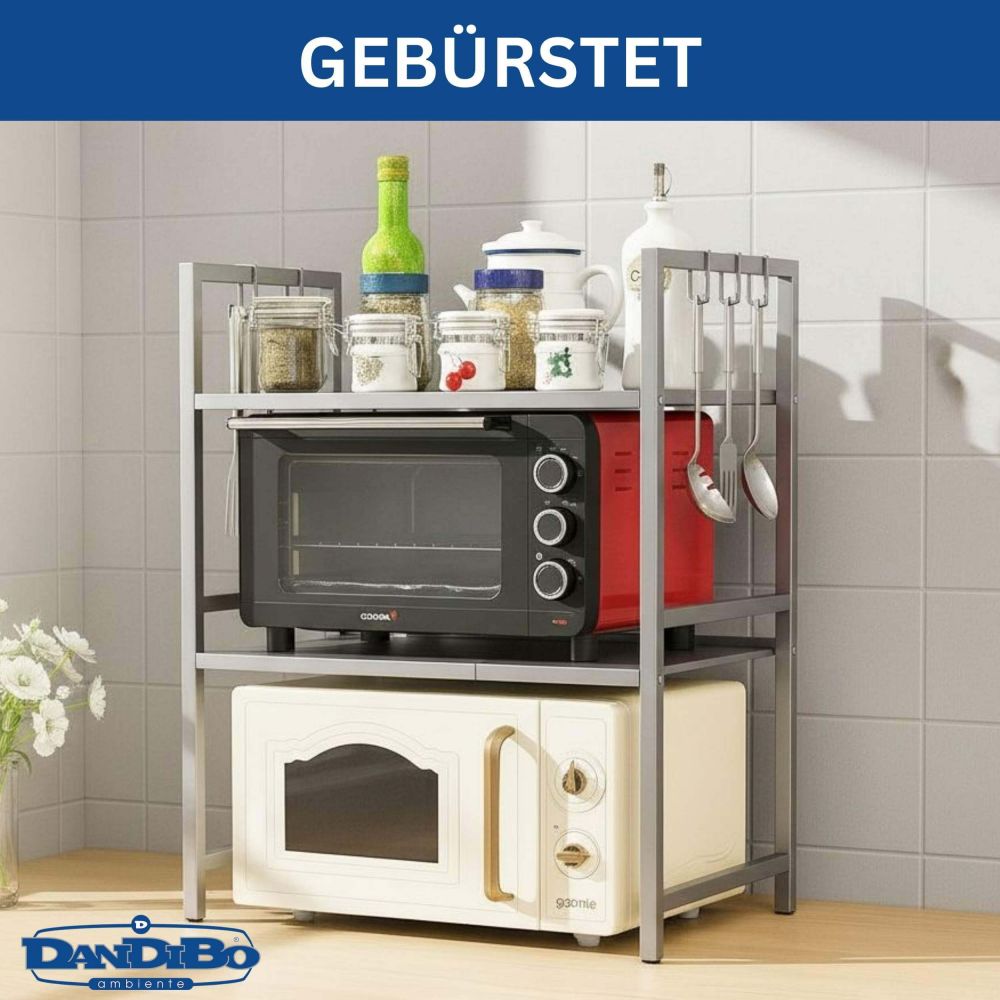 DanDiBo Verstellbares Küchenregal Edelstahl für Arbeitsplatte Stehend 3 Stufig 40-64 cm Regal Küche 96686 Standregal