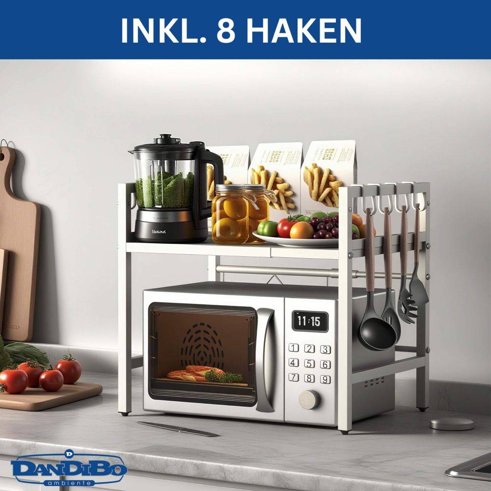 DanDiBo Verstellbares Küchenregal Weiß für Arbeitsplatte Stehend 2 Stufig 40-64 cm Regal Küche 96683 Standregal