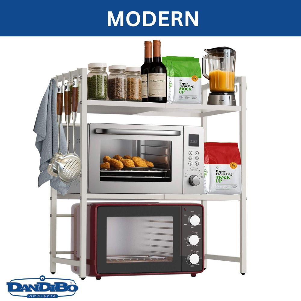 DanDiBo Verstellbares Küchenregal Weiß für Arbeitsplatte Stehend 3 Stufig 40-64 cm Regal Küche 96684 Standregal