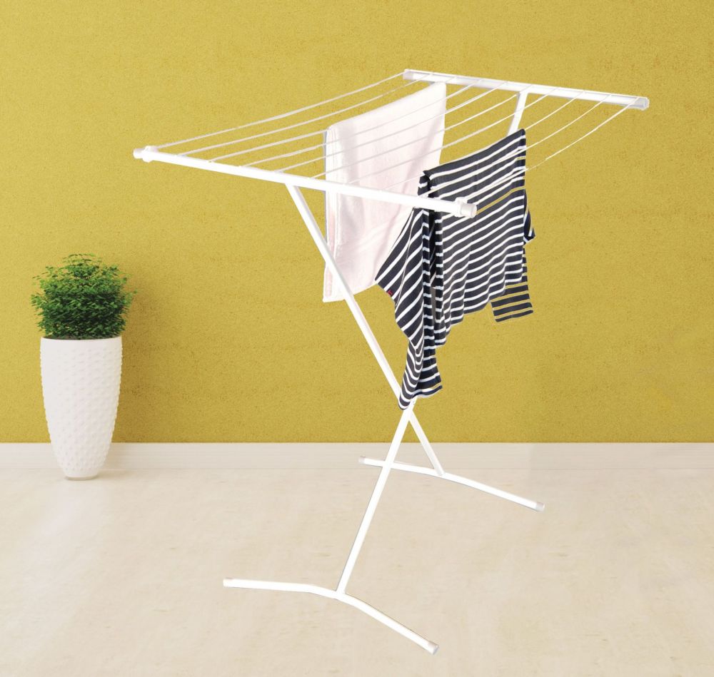 DanDiBo Bath drying rack Stand dryer White 93874 Foldable Narrow Metal without wings without castors Space-saving Foldable