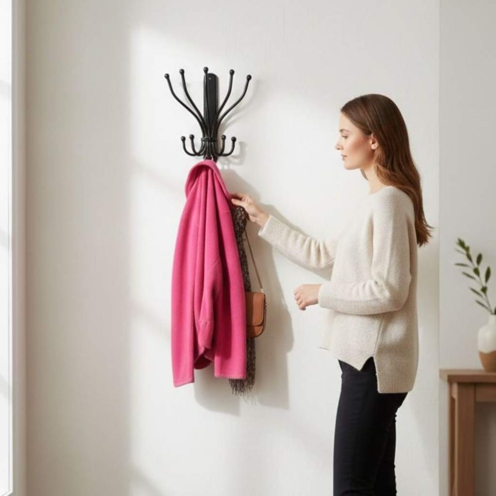 DanDiBo Wandgaderobe Halbrund Wand Metall Schwarz Steve 25 cm Gaderobe Kleiderhaken Gaderobenhaken Hakenleiste Flugaderobe Haken