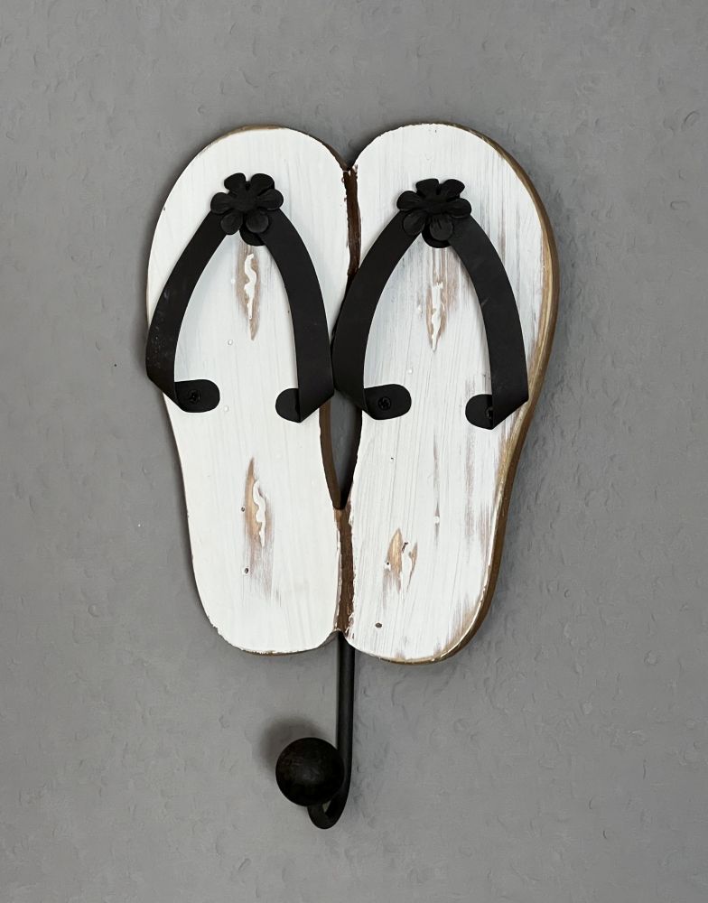 Wandgarderobe Sandalen Holz Metall Weiß Handtuchhalter MR82 Garderobenhaken Garderobe Wand Handtuchhaken Vintage Einzeln