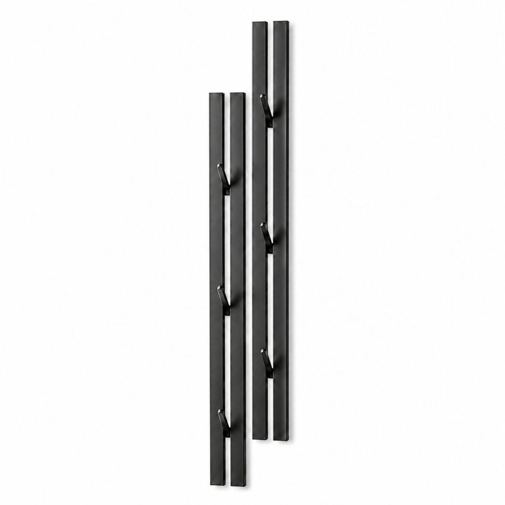 DanDiBo Wandgarderobe Schwarz Metall 2er Set Modern 96779 Garderobe Wand mit Haken Garderobenleiste Hakenleiste Garderobenhaken