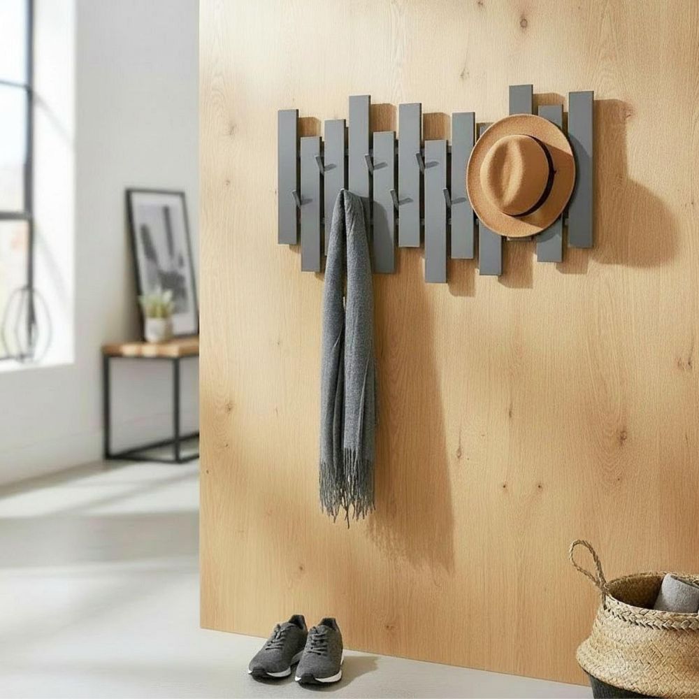 DanDiBo Modern Black Metal Wall Coat Rack 96713 Wall-Mounted Coat Rack with Hooks Hook Rail Coat Hooks
