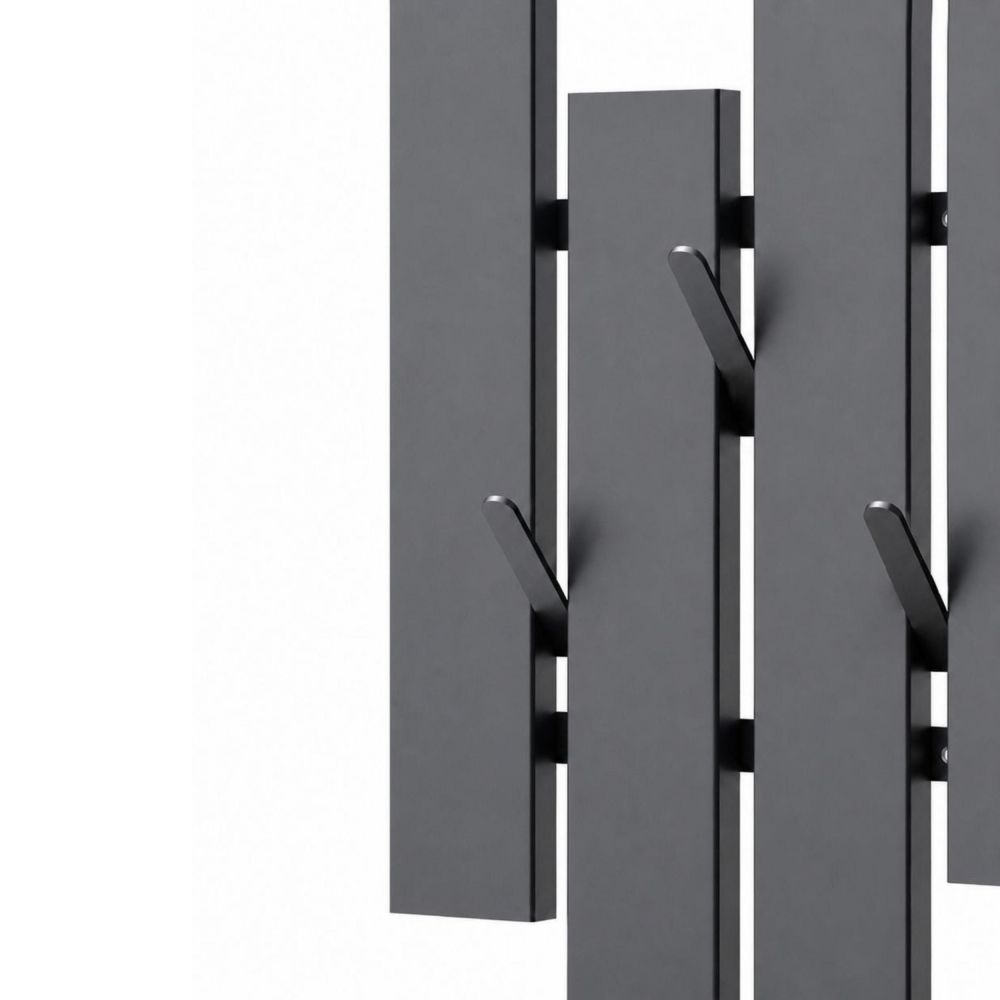 DanDiBo Modern Black Metal Wall Coat Rack 96713 Wall-Mounted Coat Rack with Hooks Hook Rail Coat Hooks