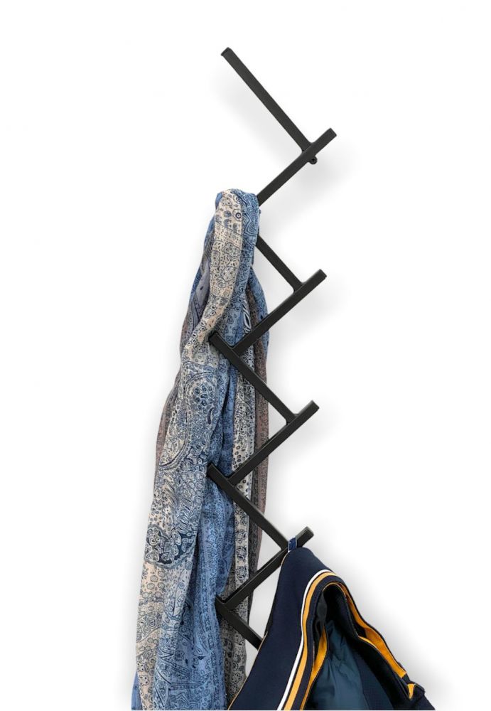 DanDiBo Wandgarderobe mit 10 Haken Garderobenhaken 96281 Garderobe Schwarz 80 cm Kleiderhaken Wandregal Haken