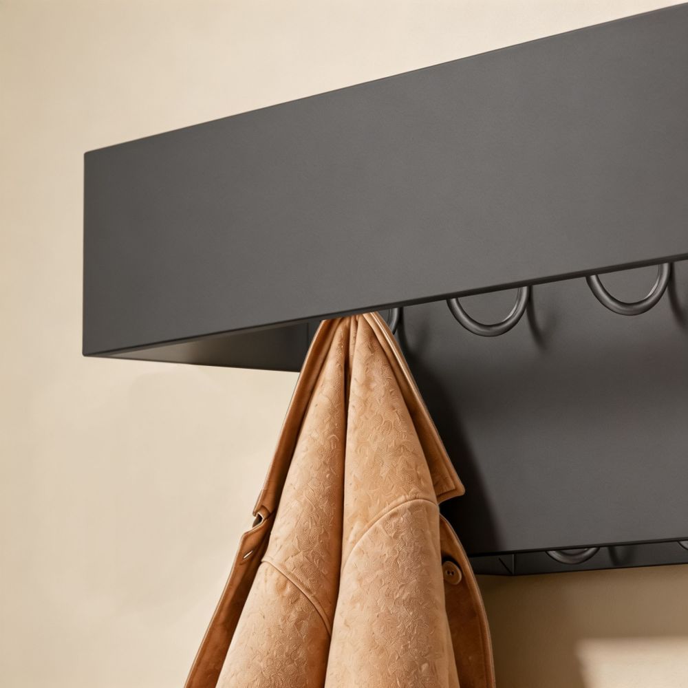 DanDiBo Wandgarderobe mit Ablage 60 cm Metall 96741 Garderobenleiste Hängegarderobe Garderobenhaken Kleiderhaken Garderobe Hängend Modern