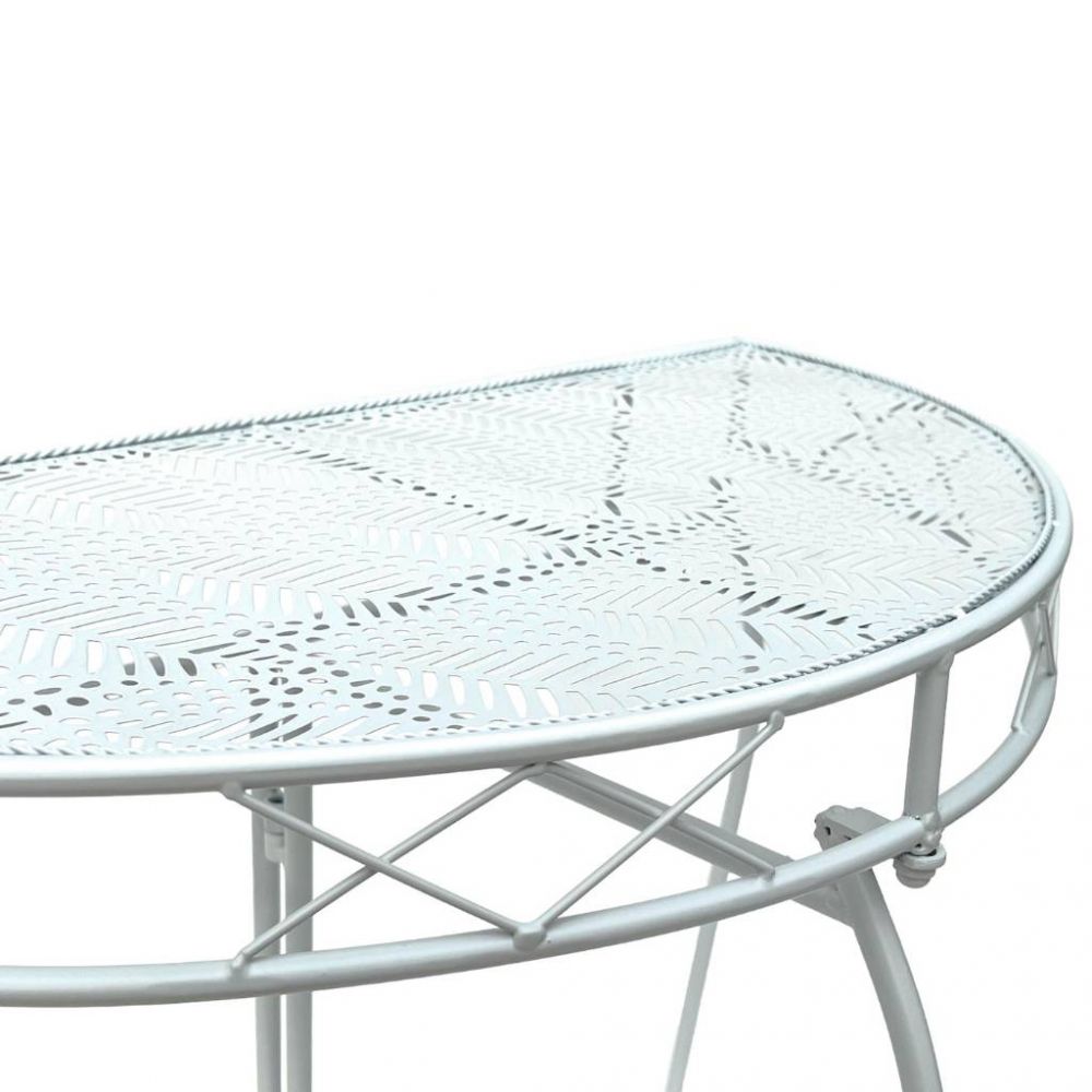 DanDiBo Wall Table Semi-Round 90 cm Hallway Table Console Table Metal White Half Table Side Table Wall Vintage Antique