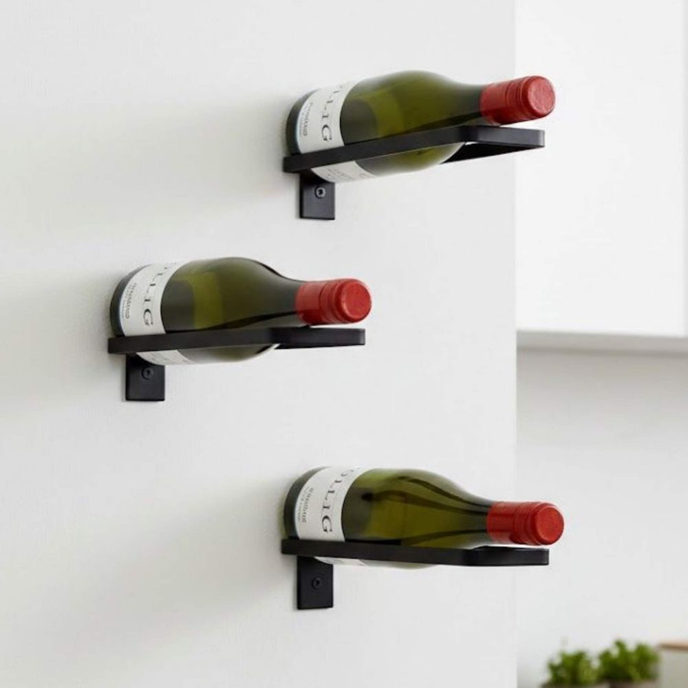 DanDiBo Wall-Mounted Wine Rack Metal Black 3-Piece Set Wine Bottle Holder 96714 Wine Holder Bottle Rack Bottle Holder