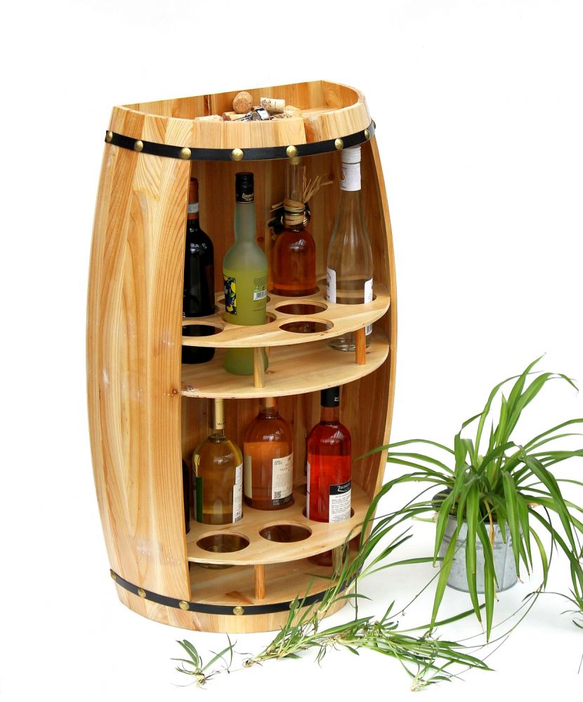 DanDiBo wine rack wooden wine barrel natural wood semicircular 83 cm 9001 bar bottle rack bottle rack XL barrel wooden barrel natural wine cabinet