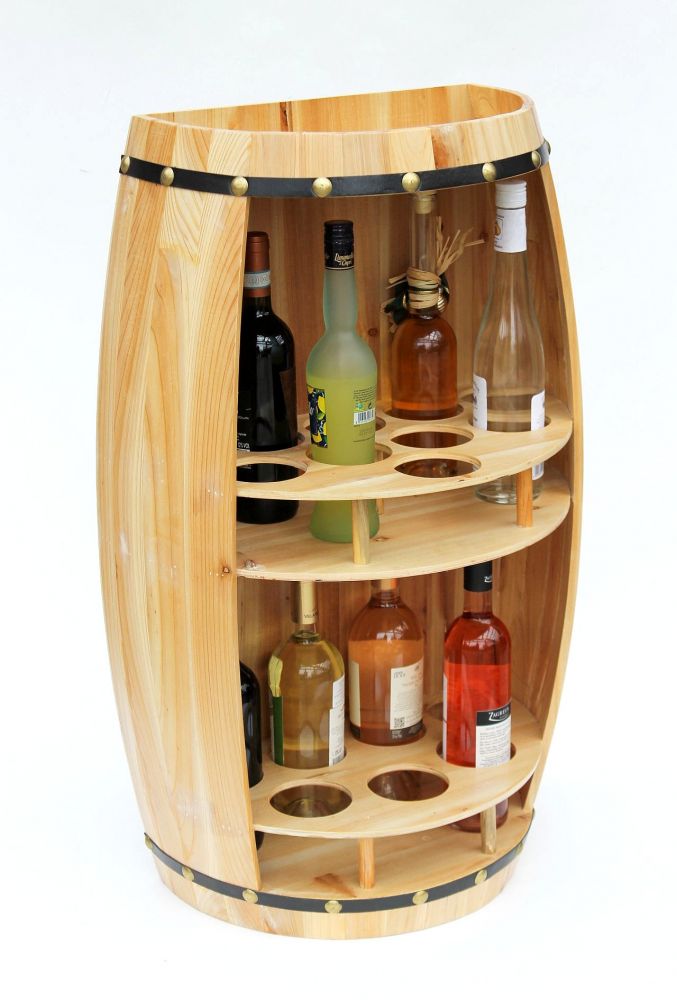 DanDiBo wine rack wooden wine barrel natural wood semicircular 83 cm 9001 bar bottle rack bottle rack XL barrel wooden barrel natural wine cabinet