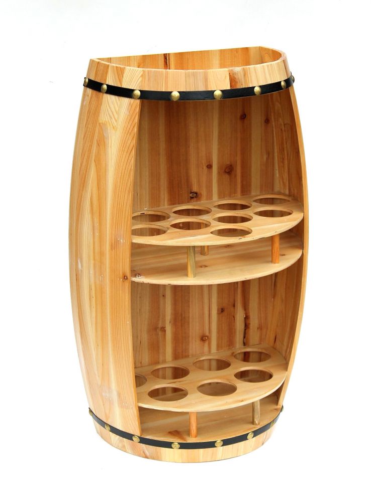 DanDiBo wine rack wooden wine barrel natural wood semicircular 83 cm 9001 bar bottle rack bottle rack XL barrel wooden barrel natural wine cabinet