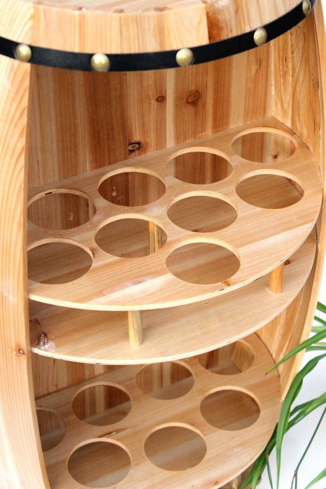 DanDiBo wine rack wooden wine barrel natural wood semicircular 83 cm 9001 bar bottle rack bottle rack XL barrel wooden barrel natural wine cabinet