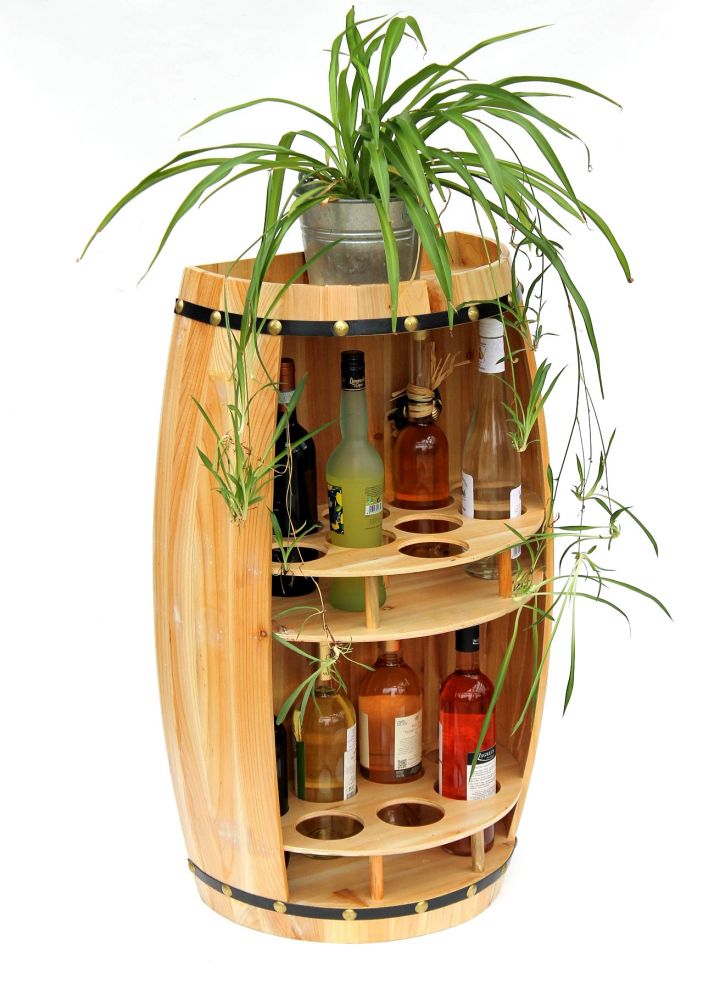 DanDiBo wine rack wooden wine barrel natural wood semicircular 83 cm 9001 bar bottle rack bottle rack XL barrel wooden barrel natural wine cabinet