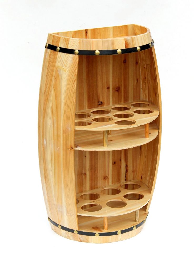 DanDiBo wine rack wooden wine barrel natural wood semicircular 83 cm 9001 bar bottle rack bottle rack XL barrel wooden barrel natural wine cabinet