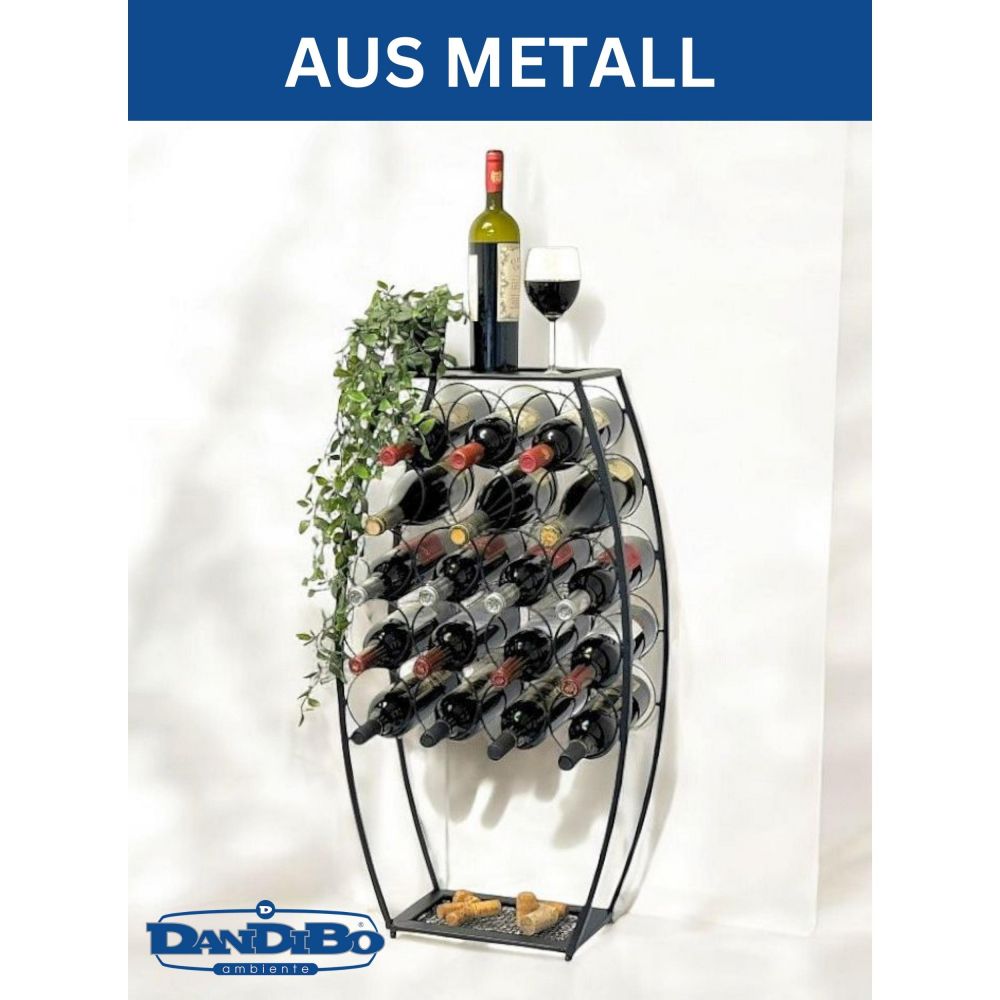 Metal Wine Rack Black Standing 83 cm 96640 Wine Stand for 18 Bottles Decorative Wine Bottle Holder in Barrel Design Bottle Rack with Shelf